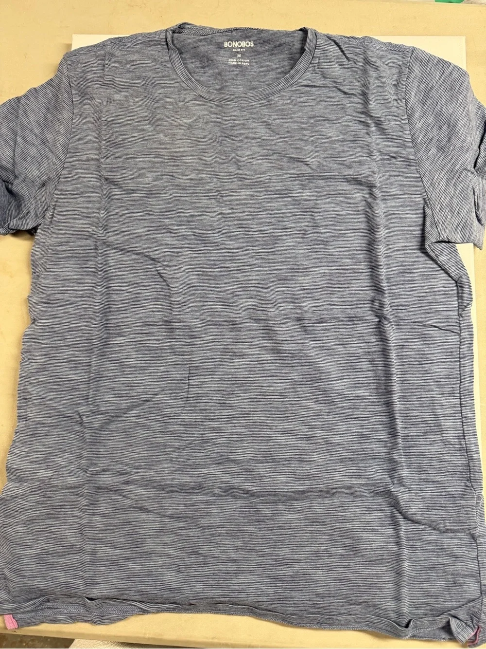 Bonobos Men's Navy Heathered Stripe Crew Tee